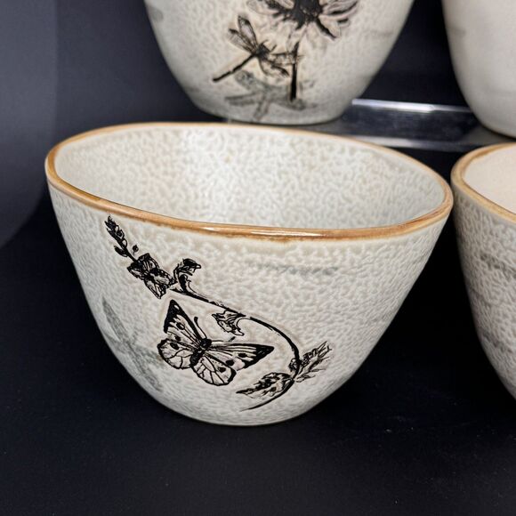 4 Spectrum Bowl Soup Cereal Bird Butterfly Dragonfly Bee Earth Tone 2015 5.25“ - Picture 3 of 11